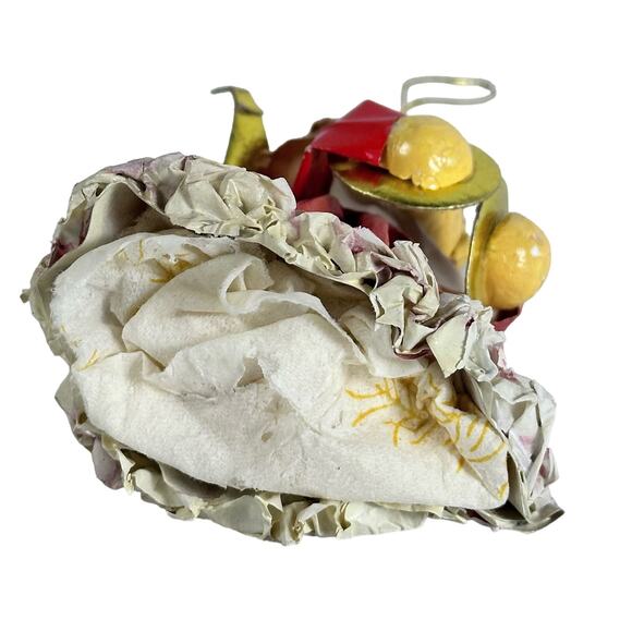 Paper Mâché Vintage Red Angel with Symbols 4” Christmas Tree Ornament - Picture 7 of 7